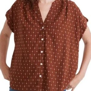 madewell central jacquard women's collarless button-up shirt